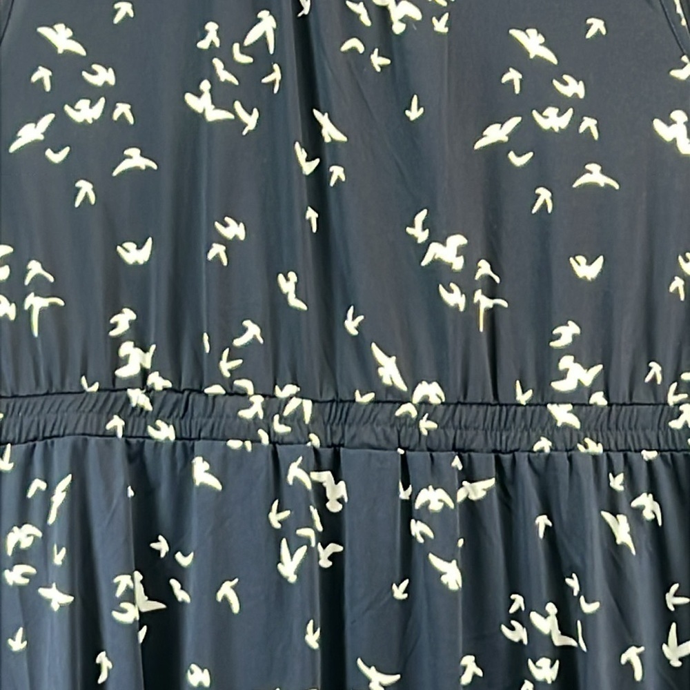 Indigo Rose Women’s Dress Sz 12 Navy/White Bird Print Rayon Blend Button-Front - Picture 8 of 11